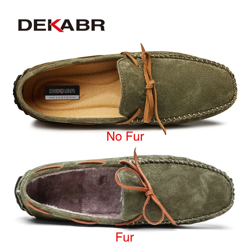 DEKABR-Mocassins en cuir véritable pour homme, chaussures décontractées, respirantes, vertes, pour l\'été