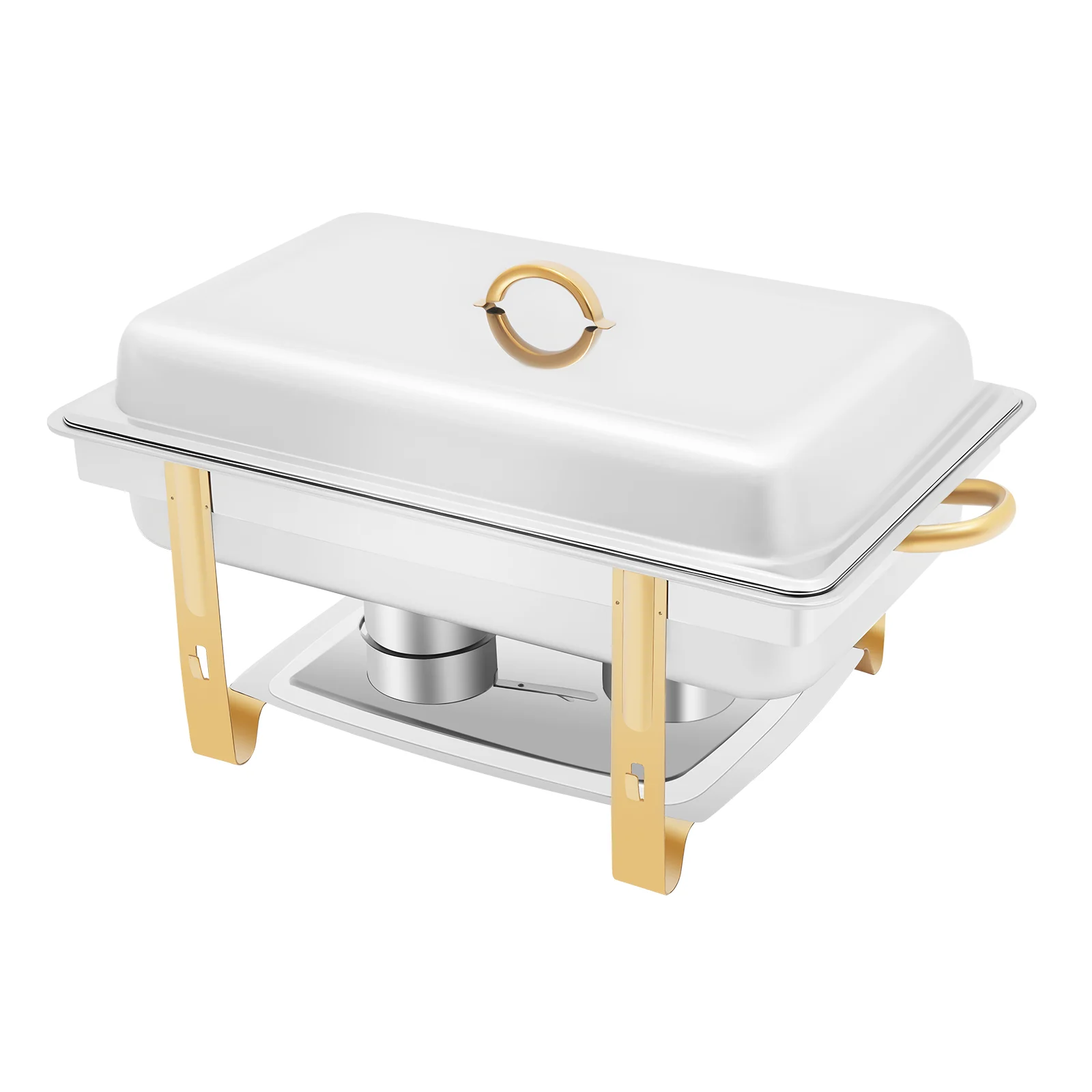 

9L Stainless Steel Modren Style Countertop Chafing Dish Silver With Lid, Fuel Holders for Parties and Buffet
