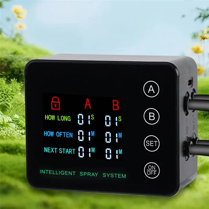 A67M-Intelligent Sprinkler 4 Ports Nozzles Large Color Screen Humidifier For Plant Landscape Crawler