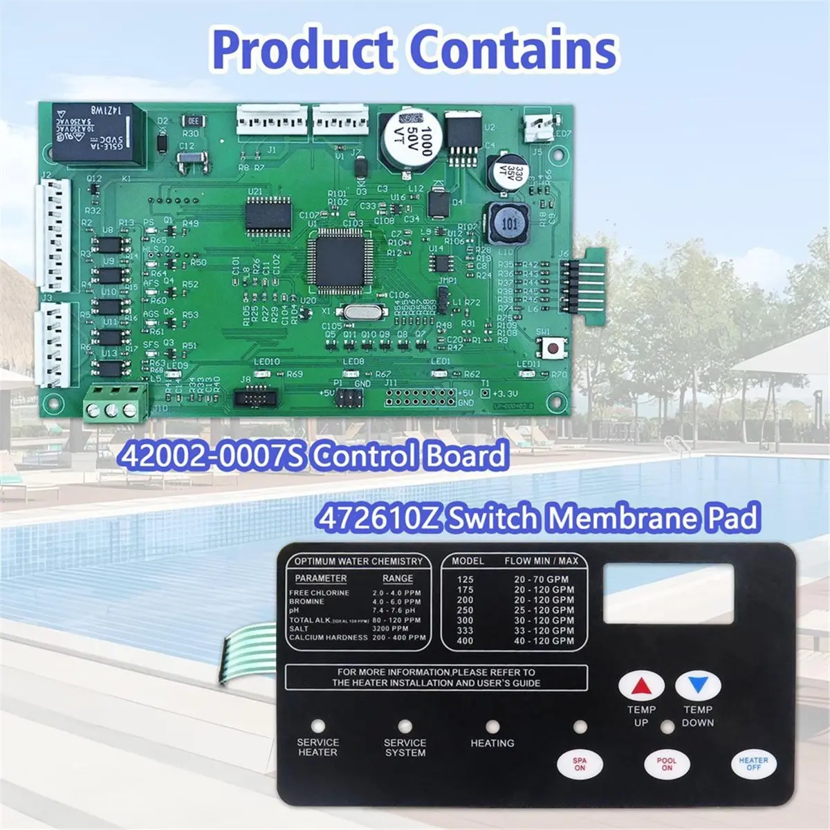 

2026 New 42002-0007S Control Board Kit(461105) with 472610Z Switch Pad Compatible, Replacement for MasterTemp 400/300/250