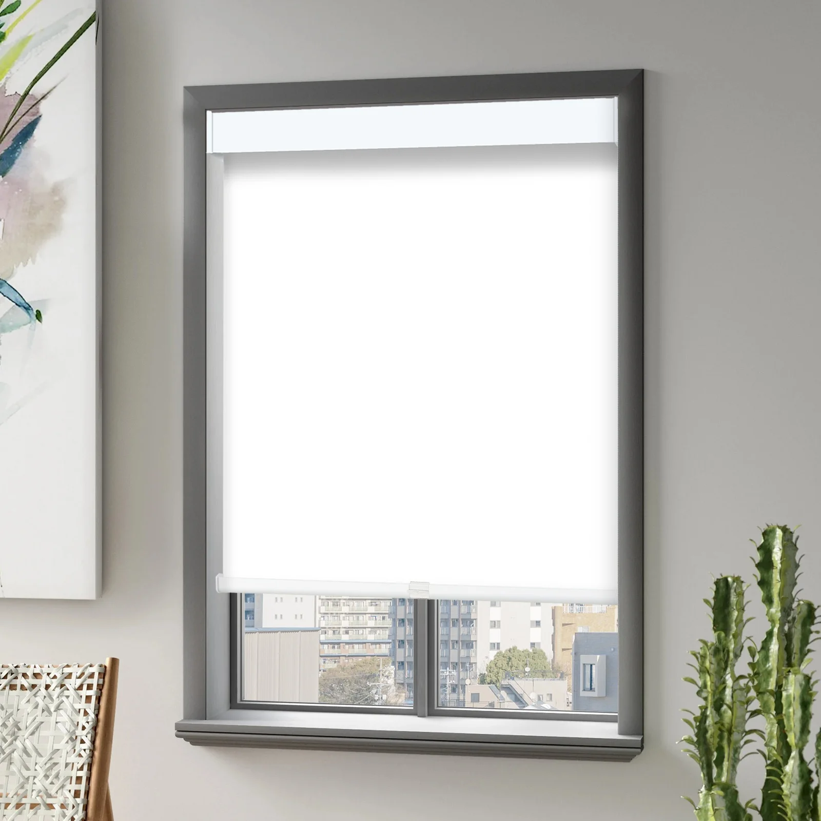 

Spring Control System Day and Night Light Filtering Blackout Shades Dual Layer Rolled up Manual Window Cordless Roller Blinds