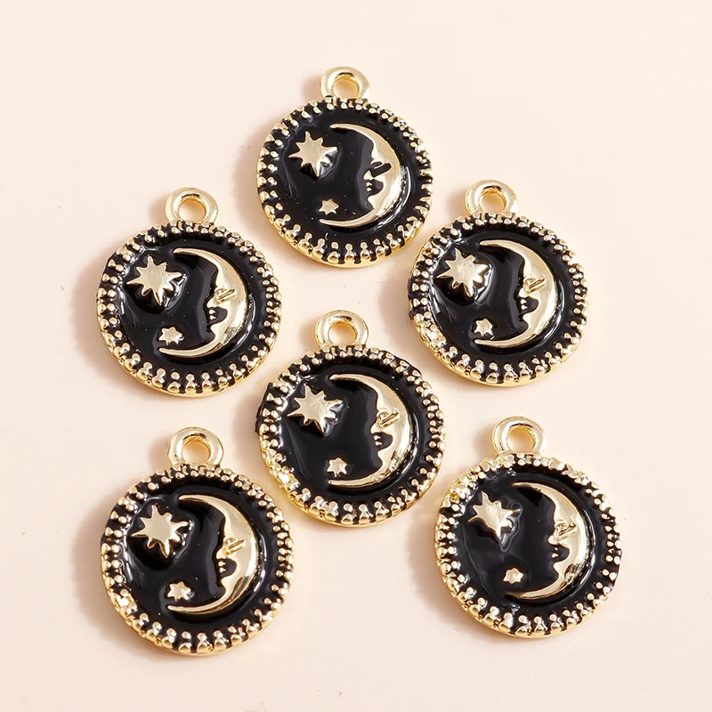 Mix 8 Stück Goldfarbe Herz Mond Sterne Bär Kristall Perlen Charms für DIY Schmuckherstellung Zubehör Anhänger Halskette Ohrringe – Detail 6