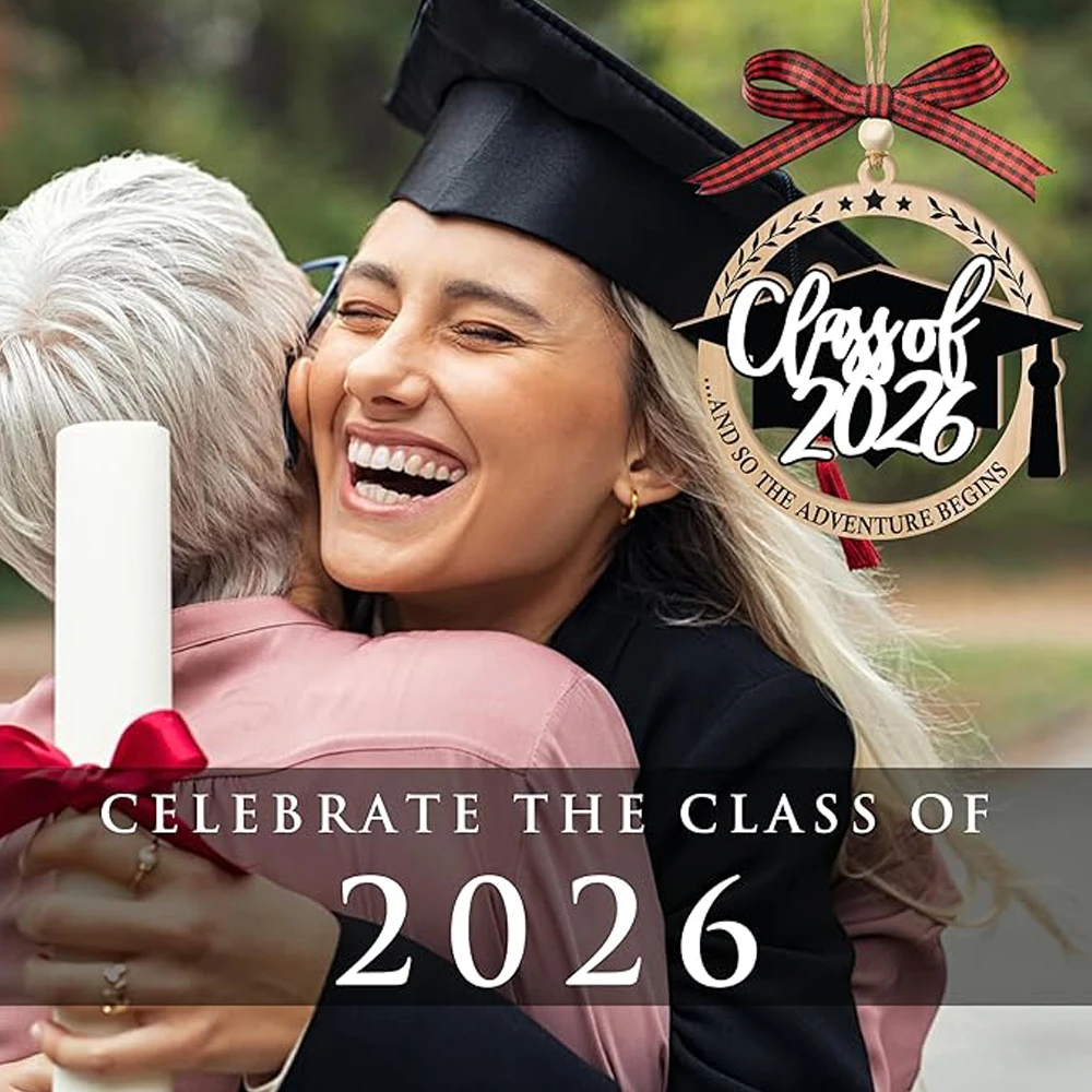 Class of 2026 Ornament, Wooden Graduation Christmas Ornaments, Graduation Gifts for Son, Daughter, College Senior High School view 2