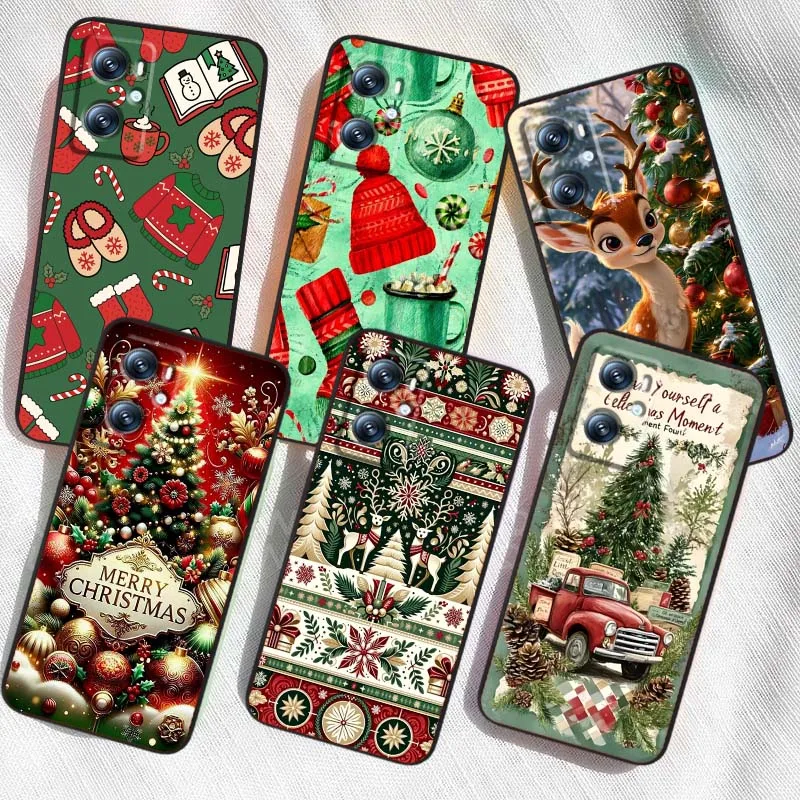 نمط عيد الميلاد ل ممن لهم رينو 5 6 7 A96 A40 A58 Realme GT A74 A78 Neo2 A74 A78 البحث X5 X3 X7 X8 غطاء أسود