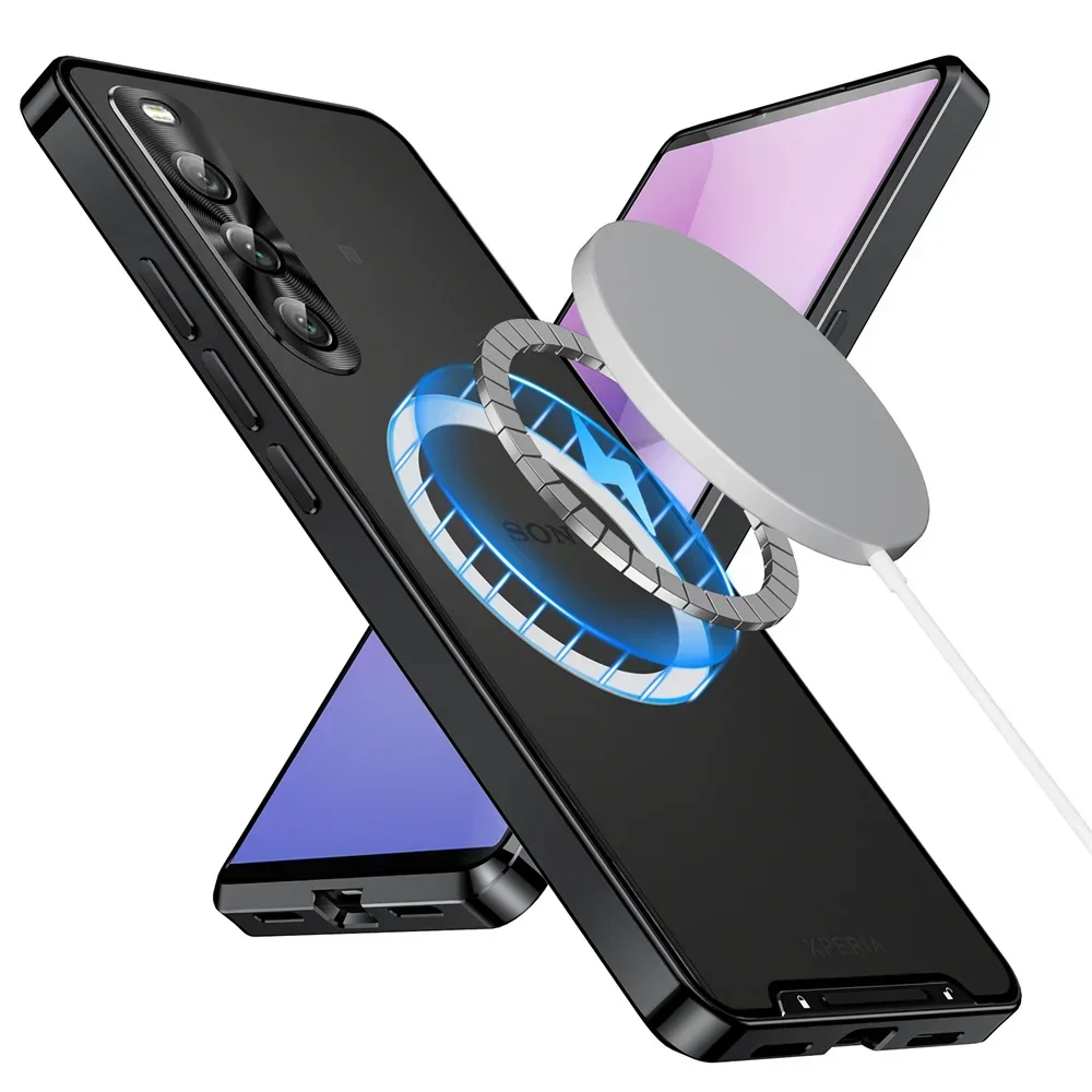 حافظة معدنية مقاومة للصدمات Magsafe لهاتف Sony Xperia 1 VI حافظة من الألومنيوم بإطار غير لامع غطاء PC لهاتف Sony Xperia 1 VI 10 IV