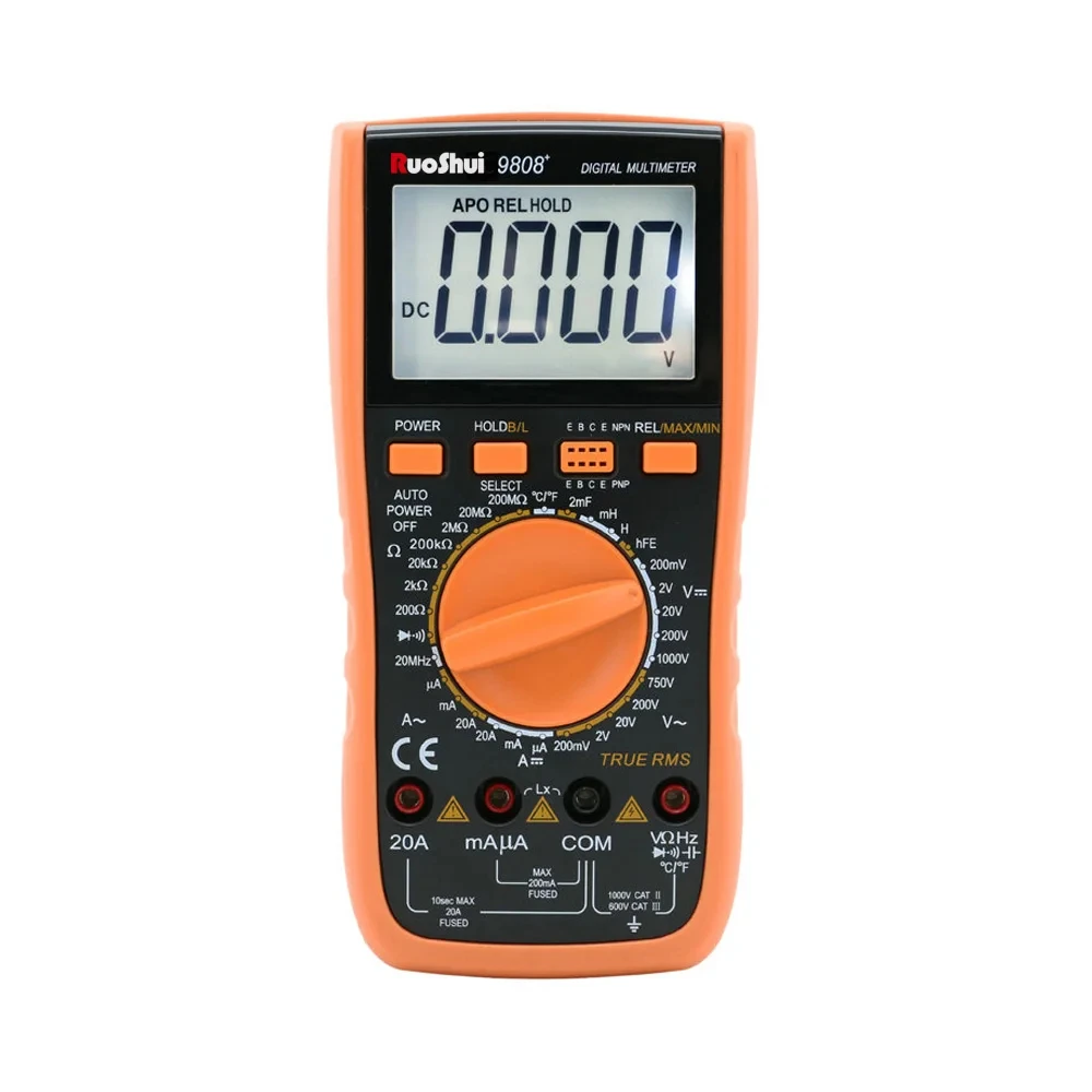 RuoShui 9808+ High Precision Digital Multimeter 2000uF Capacimeter 20MHz Frequency Temperature and Inductance Measuring With LCR