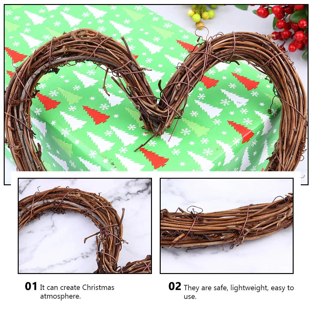 

5 Pcs Wreath of Withered Vine Rattan Ornaments Heart-shaped Decoration Dreamcatcher Wreaths Christmas Indoor Decorations