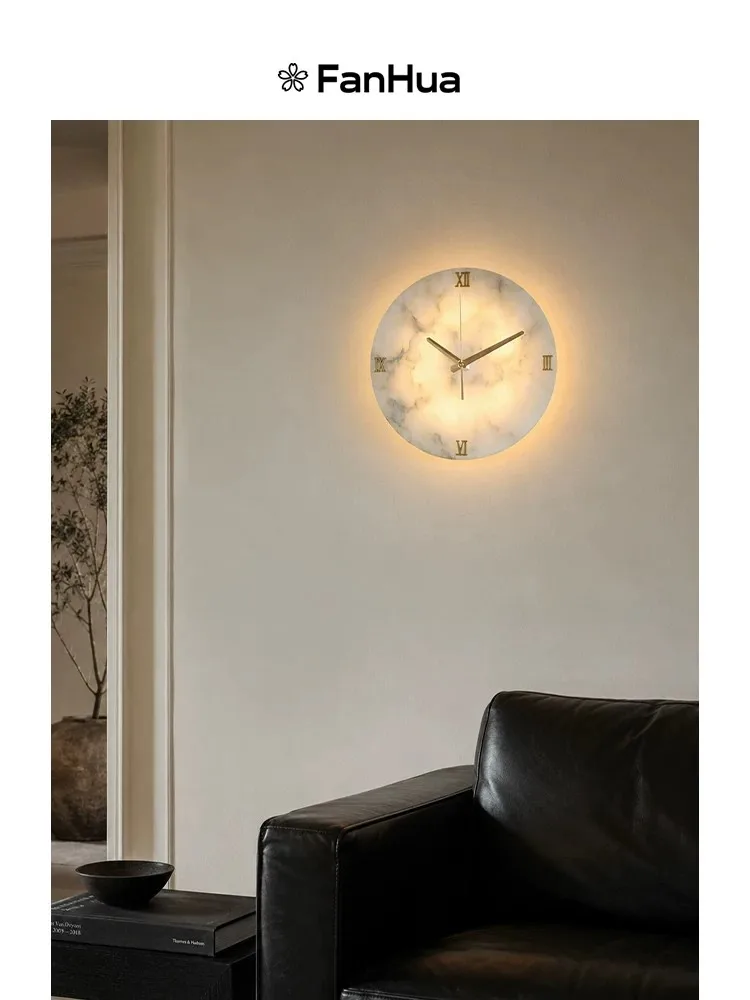 Onyx clock table lamp bedroom,living room,entrance hall,background wall decoration-LED light. Italian style, high end luxurious.