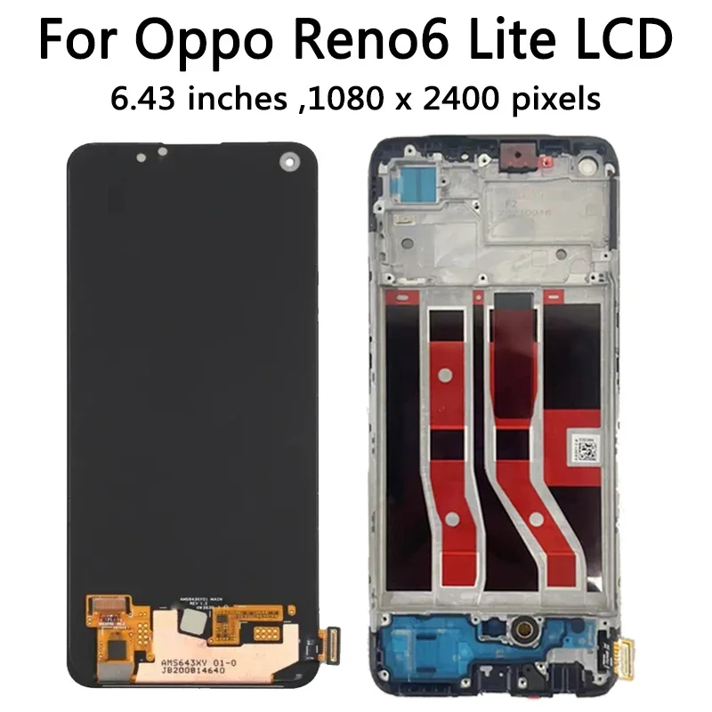 6.43\'\' New AMOLED For Oppo Reno6 Lite CPH2365 LCD Touch Screen Display For OPPO Reno 6 lite 6lite Assembly Display