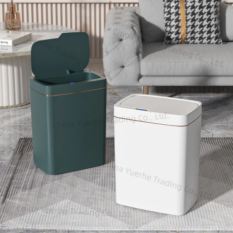 Induction Smart Home Automatic Trash Can Bathroom Kitchen with Cover Seam Large Garbage Storage
