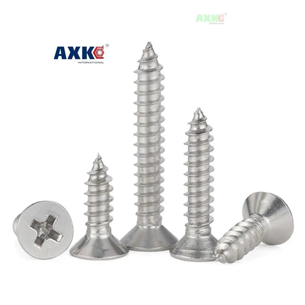 10pcs/lot Cross Recessed Countersunk Flat Head Self-tapping Screw M3 M3.5 M4 M5 M6 M8 Stainless Steel Phillips Furniture Screw