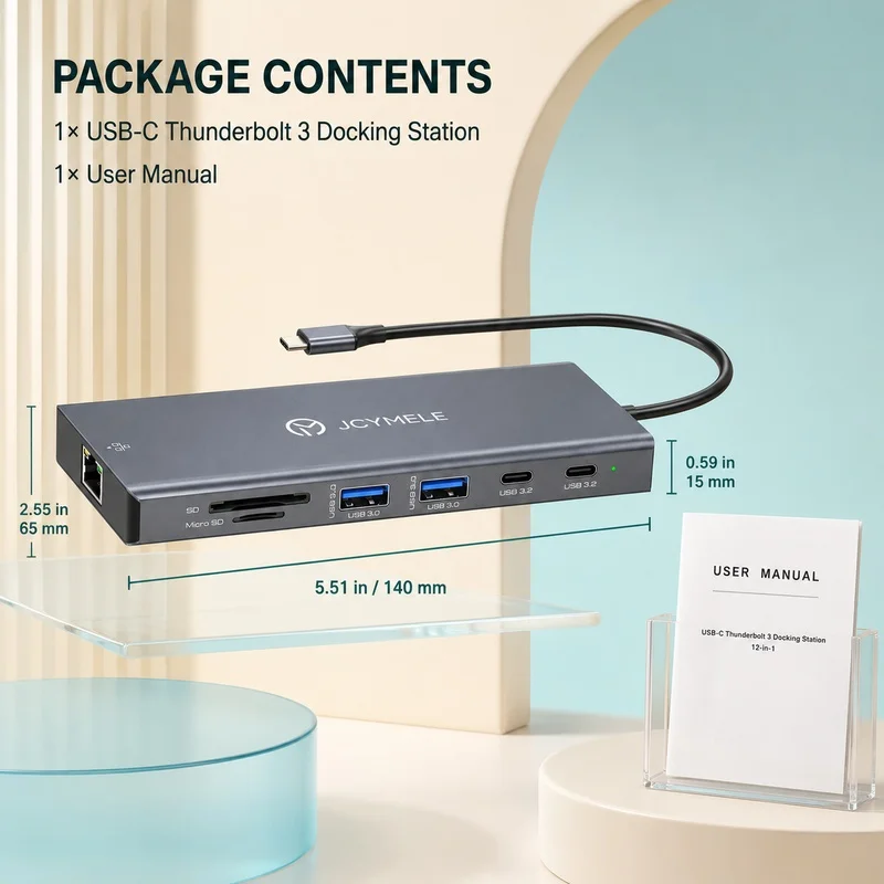 Triple-Monitor USB-C Docking Station, HDMI 4K 60Hz & DP 4K 120Hz Hub with PD 100W MST/SST Support for Laptop Windows Linux
