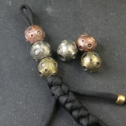 Moon crater Meteor crater Striated planet Round Knife Bead Accessories DIY Paracord Woven Lanyard EDC Outdoor Tool Pendant Brass