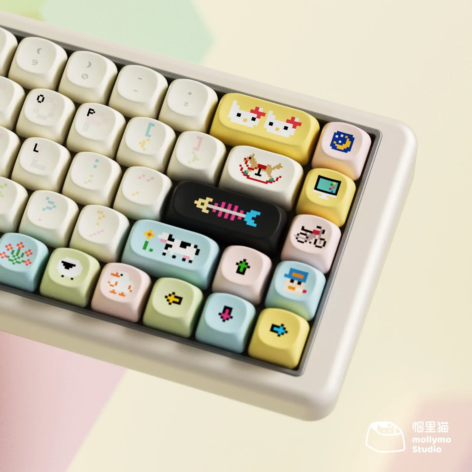 

Maoli Mao Pixel Sweet Dream Keycaps Cherry Profile PBT Material Compatible with Wooting Magnetic Switch Mechanical Keyboard