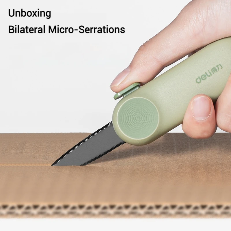 DELI Box Cutter with Anti-Slip Safety Grip - Portable Package Opener, Student-Safe Utility Knife for Unboxing, Wallpaper Trimmin