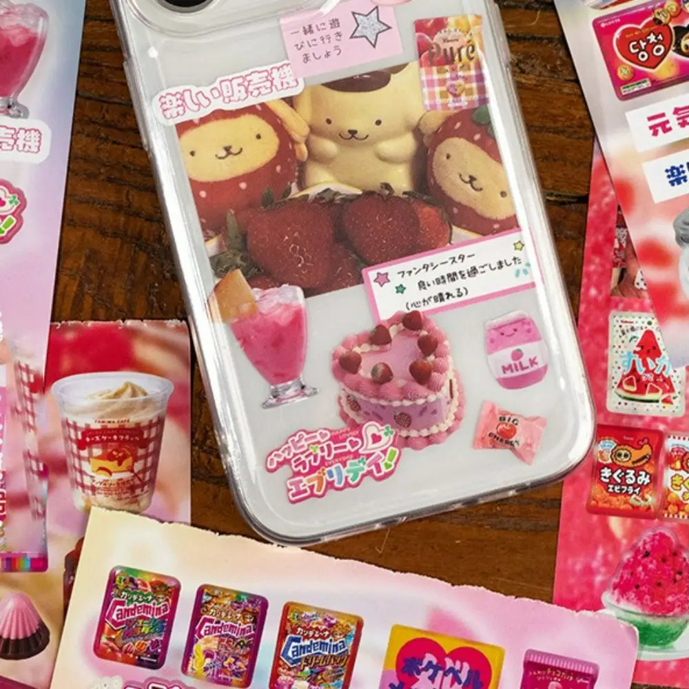 20Sheets/Pack Art Paper Foods Decorative Sticker Back Adhesive DIY Scrapbooking Handbook Sticker Cartoon Material Phone Stickers
