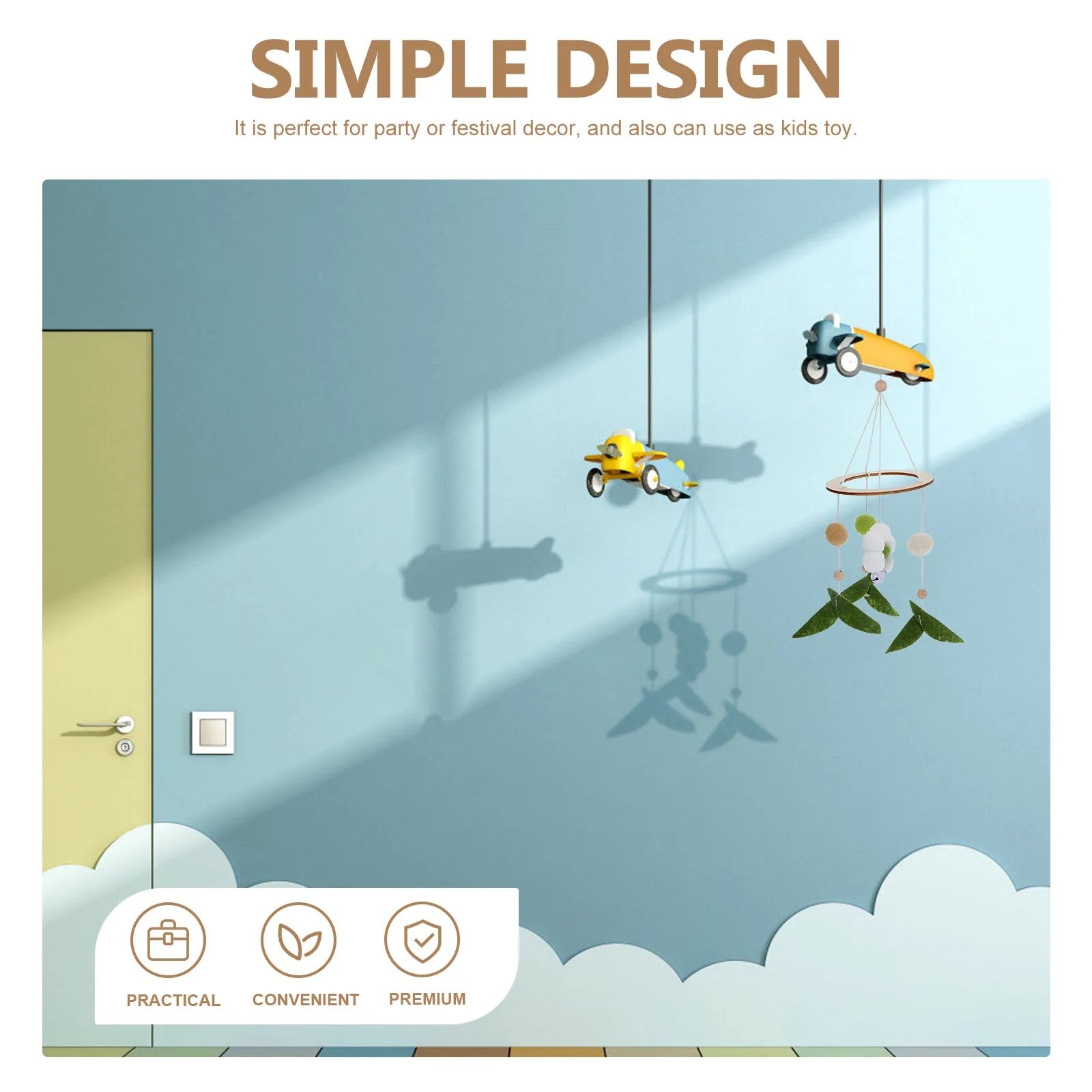 

Baby Bed Wind Chime Wooden Felt Crib Hanging Toys Decorative Nordic Style Bedroom Pendant Ornament Safe Comfortable Skin