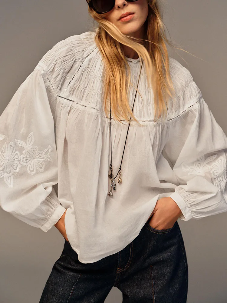 Romantische Sle Long Sve rond Ne irt Honingraatpatroon Nieuwe collectie Winter 2025 Dames Faion Etnisch Toneelkostuum