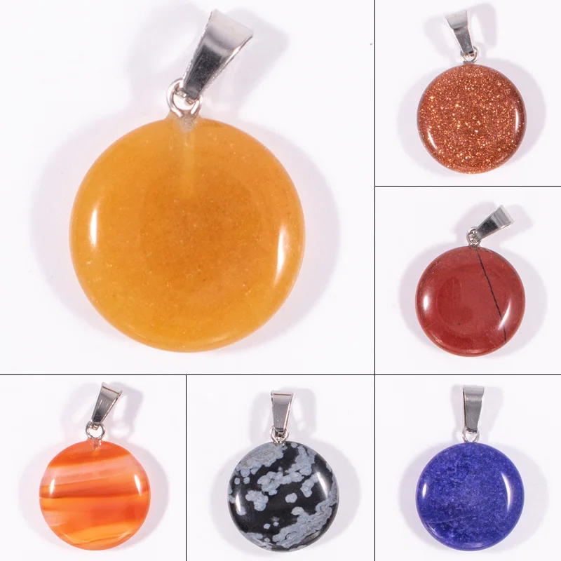 

20pcs/ Bag Natural Healing Crystal Quartz Gem Stone round Pendant for Jewelry Making & DIY Necklace Decoration Charms Product