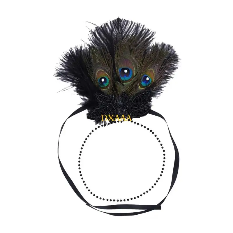 

DXAA повязка на голову с перьями, головной убор для женщин, маскарад, выпускной, свадьбы, вечеринки, 1920 s, аксессуары для