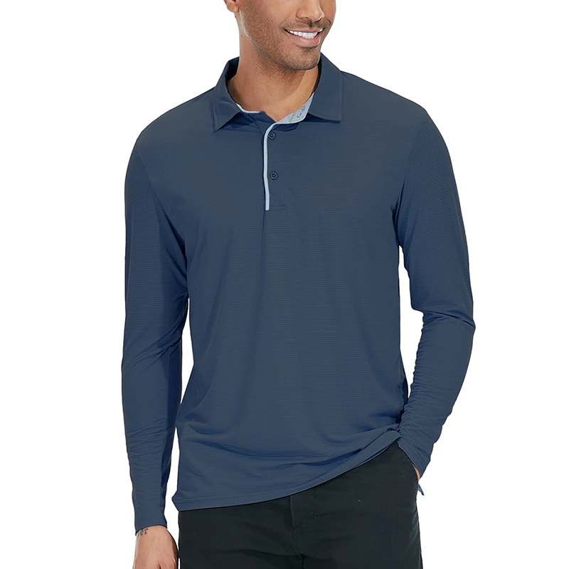 Men's Lightweight Sport Athletic Polo Shirt Thin Long Sleeve Shirts Spring Summer Outdoor Running Workout Hiking Golf Polo Shirt