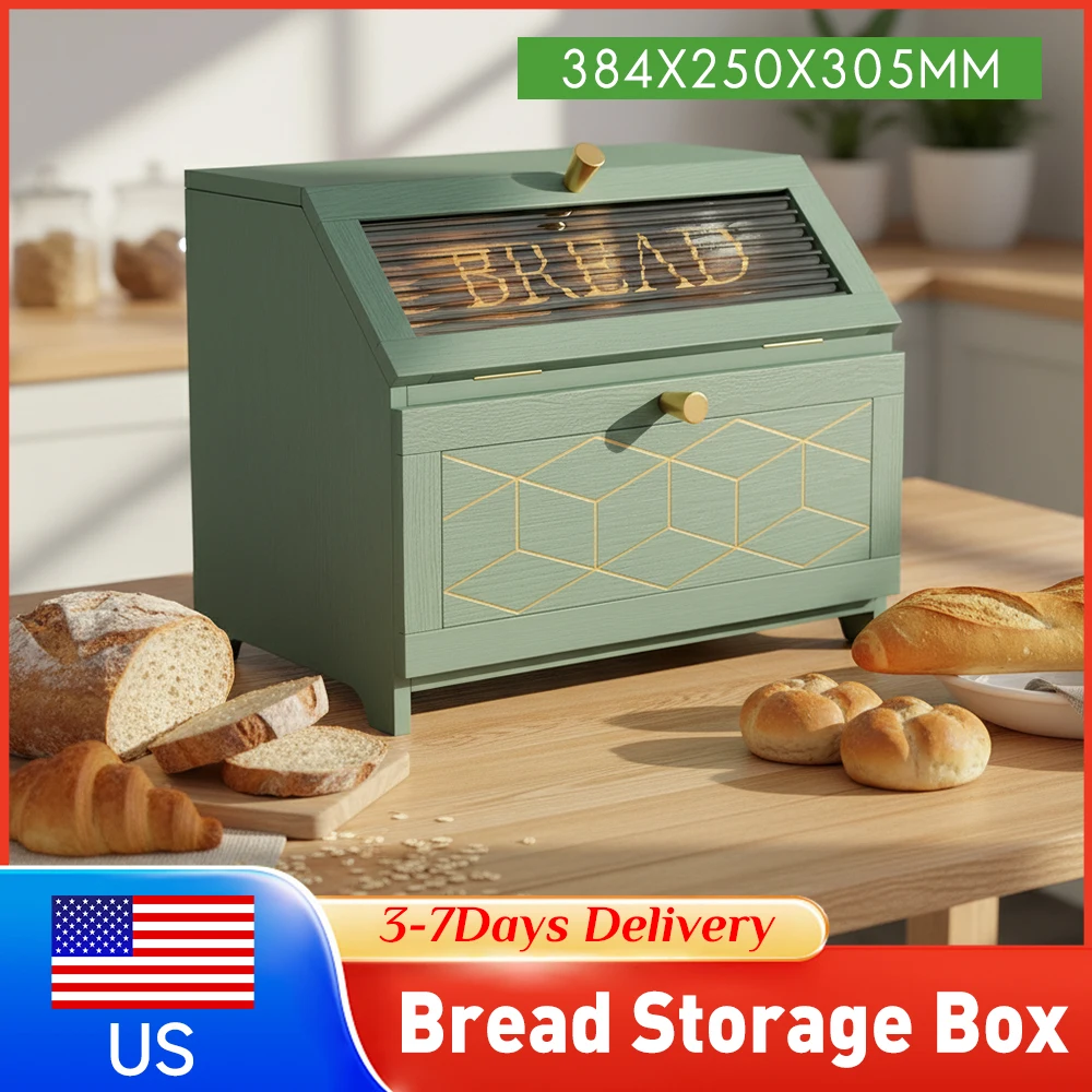 

Деревянная бамбуковая хлебница большой вместимости, контейнер для хранения хлеба в стиле фермерского дома с окном, для кухонной столешницы, новинка