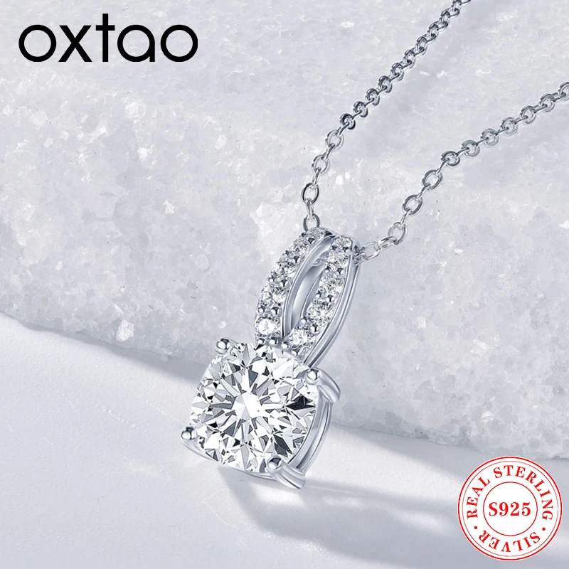 

OXTAO Big Solitaire 2.5ct Moissanite Pendant Necklace D Color Glittering Diamond 925 Sterling Sliver Jewelry Necklace Gift