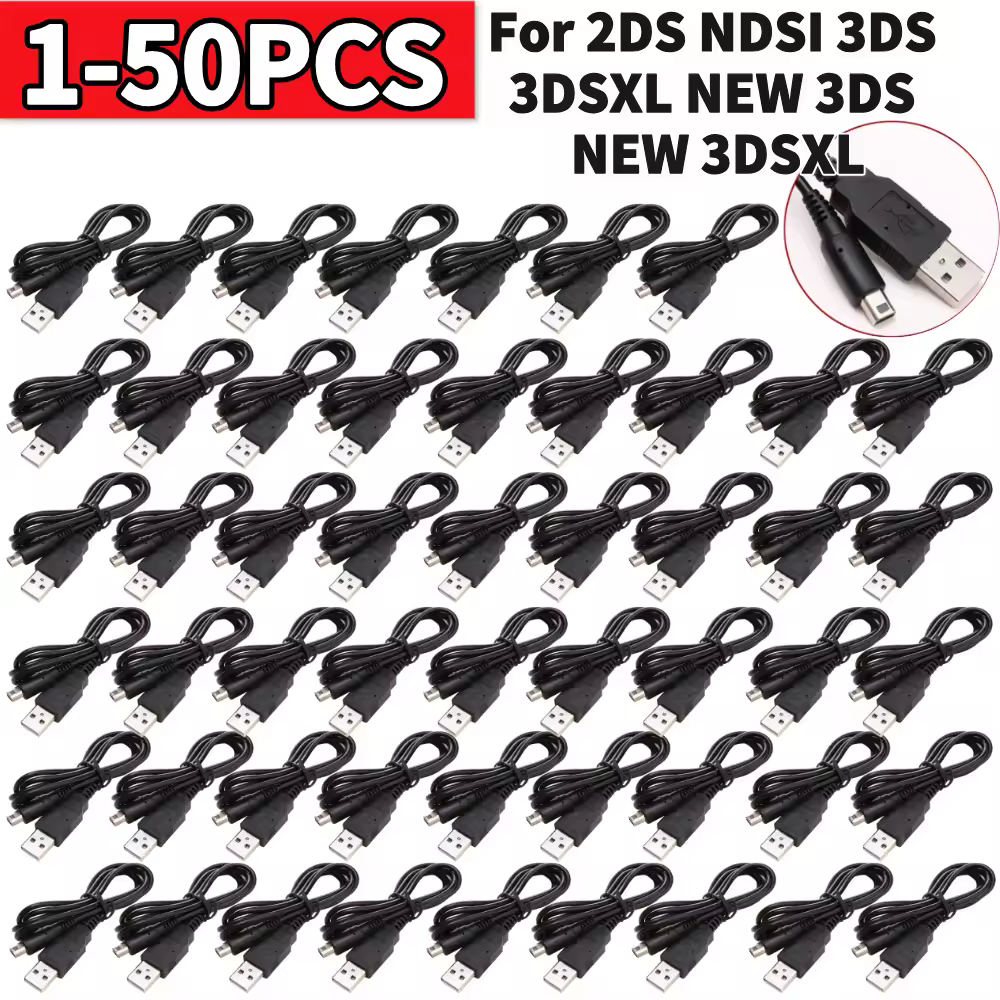 1-50PCS USB Charger Cable For Nintendo 2DS NDSI 3DS 3DSXL NEW 3DS NEW 3DSXL Game Power Line 100cm For Nintendo 3ds 2ds Charger