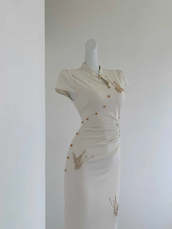 

Wing Chinese Sle Modified Qipao Dr Slimming Waist Design Summer New Arrival High Quali Ele Long Skirt