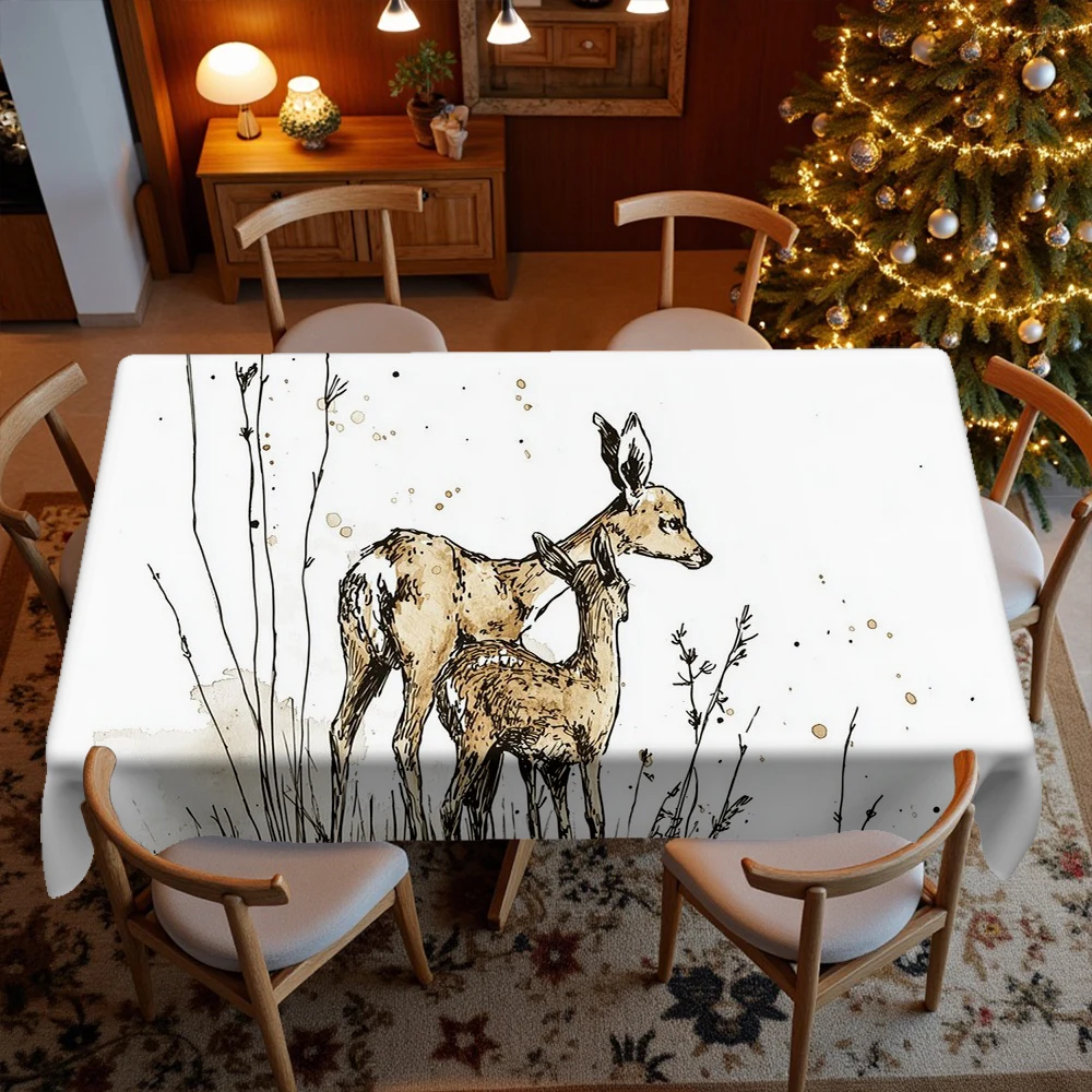 Christmas Digital Tablecloth Restaurant Kitchen Tablecloth Living Room Home Decoration Rectangular Party Decoration