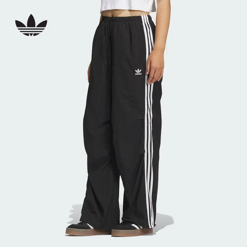 

2026 New Adidas KF9615 Black Nylon Trousers With Classic Three Stripes