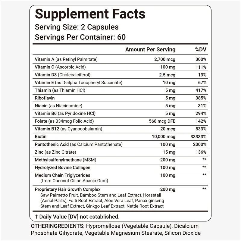 Hair Growth Supplement - Promotes Thicker Hair, Fights Against Hair Loss, Promotes Overall Health