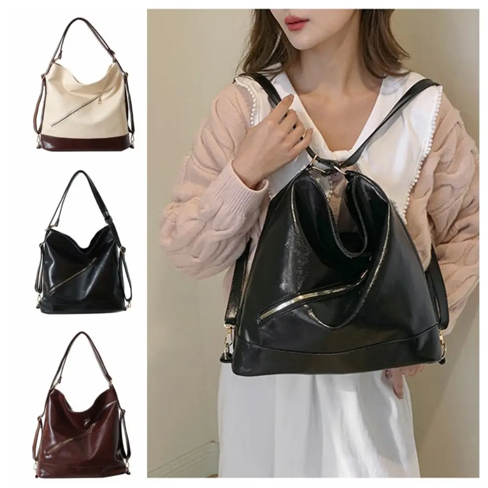 

Retro Women's Shoulder Bag PU Leather Lightweight Single-shoulder Bag Waterproof Portable Student Tote Bag Student Class