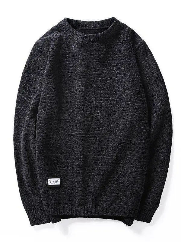 

Мужской вязаный свитер свободного кроя с круглым вырезом, весна-осень, модный, комфортный, средней толщины, с длинными рукавами