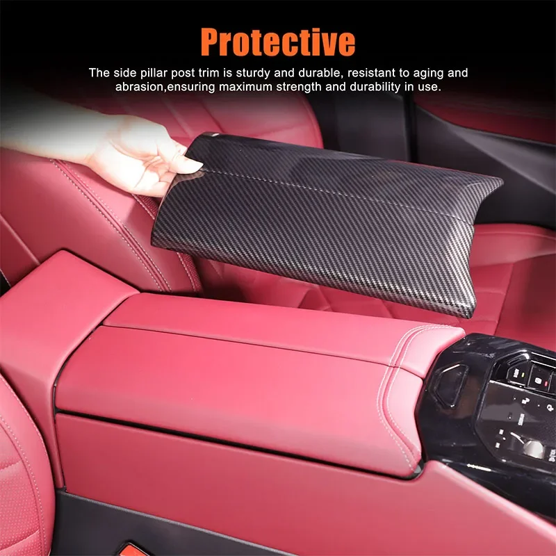 

For BMW 5 Series G60 2024 ABS Carbon Fiber Car Armrest Box Storage Box Frame Cover Trim Sticker Car Accessories