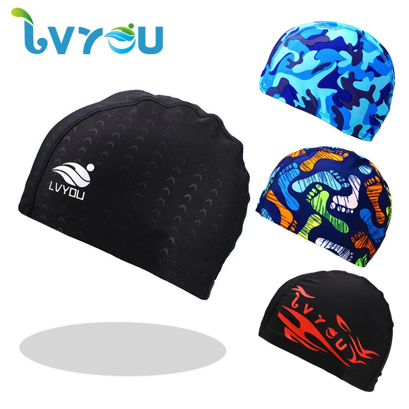 Men's Cloth Swimming Cap Hot Spring Spandex Swimming Cap Bag Long Hair