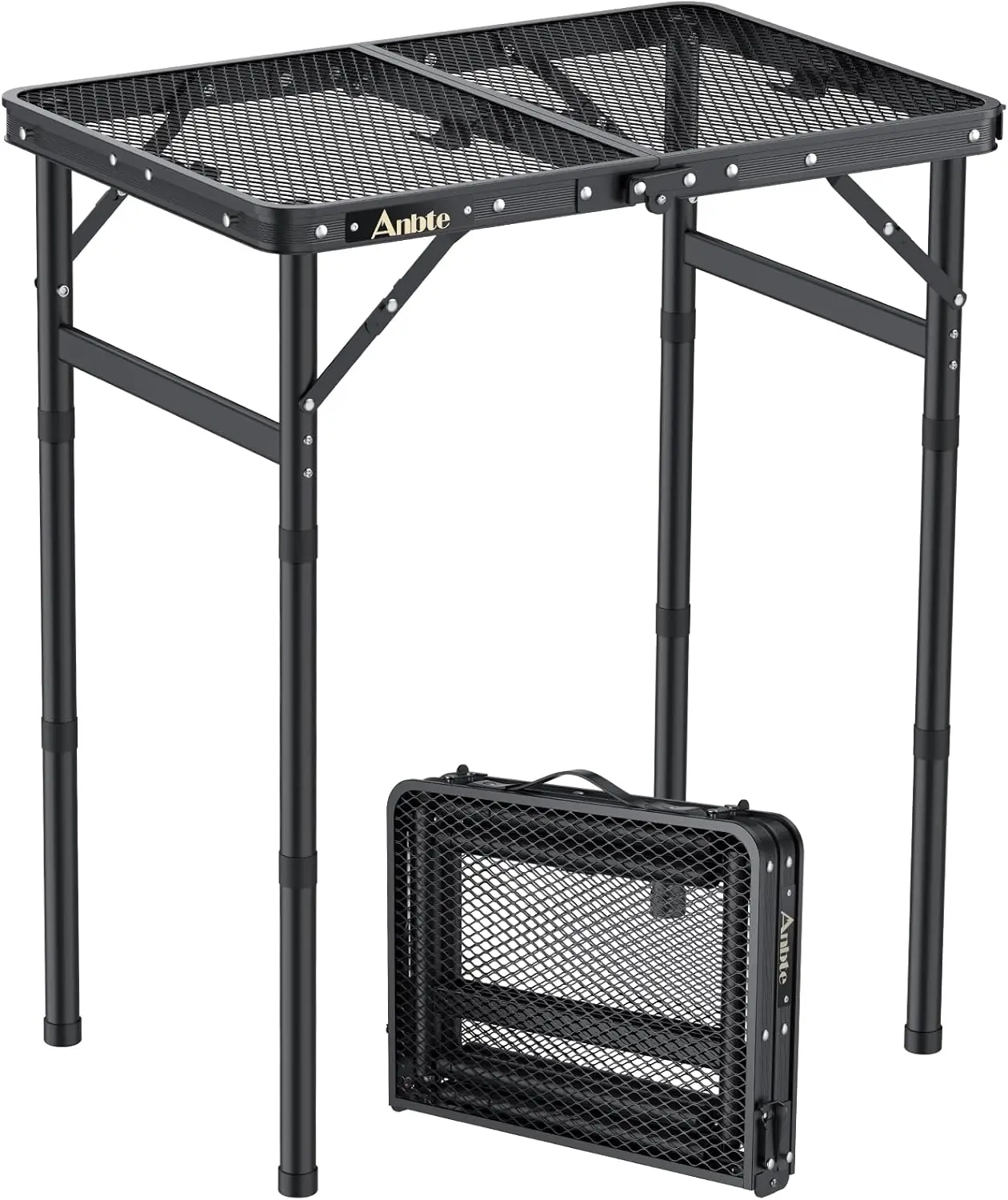 

Folding Grill Table, Aluminum Camping Table Adjustable Height Max 27.5" Picnic Table Outdoor Table, Lightweight Portable Handle
