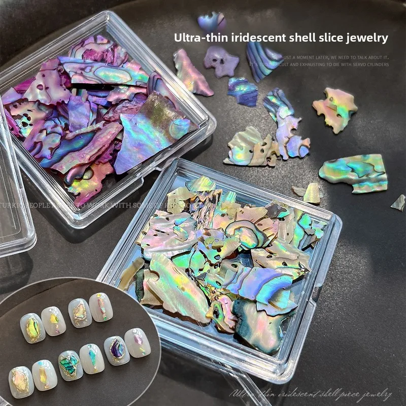 LYLE Ultra Thin Natural Abalone Shell Slices Iridescence Nail Art Charms Irregular Fragments Nail Stickers Decorations Wholesale
