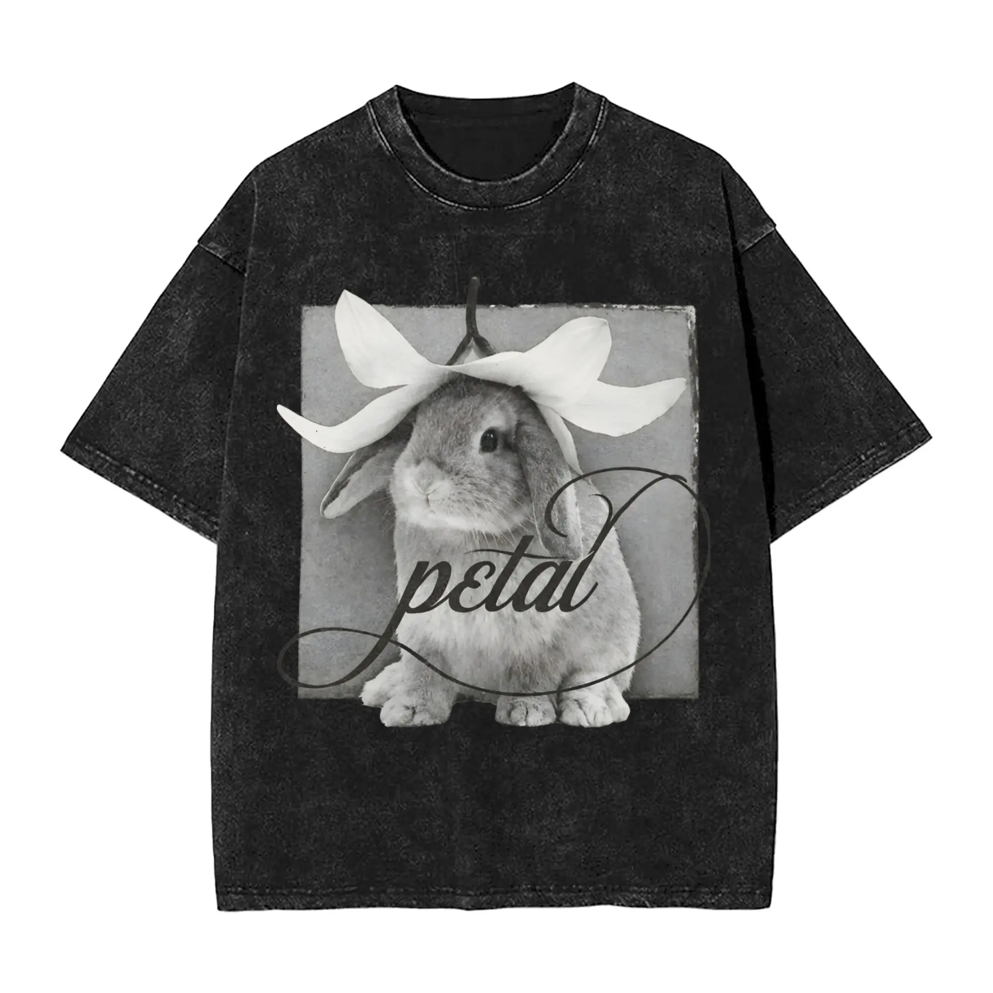 Arianas Grandes Bunny Petal Washed T Shirts Streetwear Hip Hop Fashion T-Shirts  Tees Men Women 100% Cotton Oversize Printed