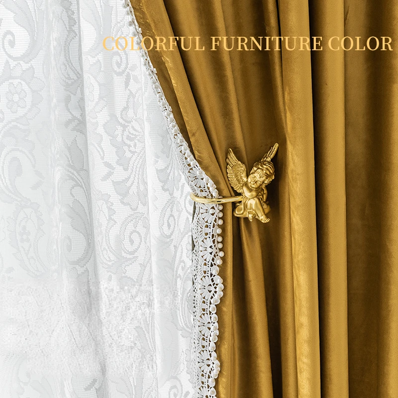 Modern minimalist and luxurious Nordic style ginger velvet living room curtains warm soft swan velvet bedroom blackout curtains