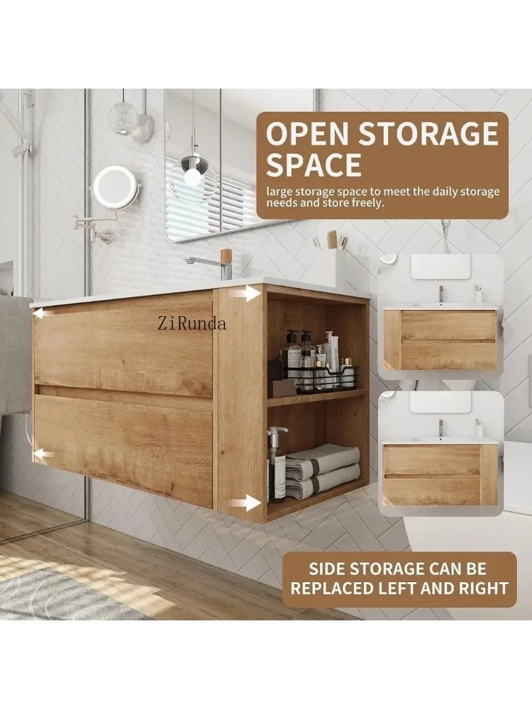 36-inch bathroom cabinets, soft-closing drawers, wall-mounted bathroom vanity, modern single sink, rob