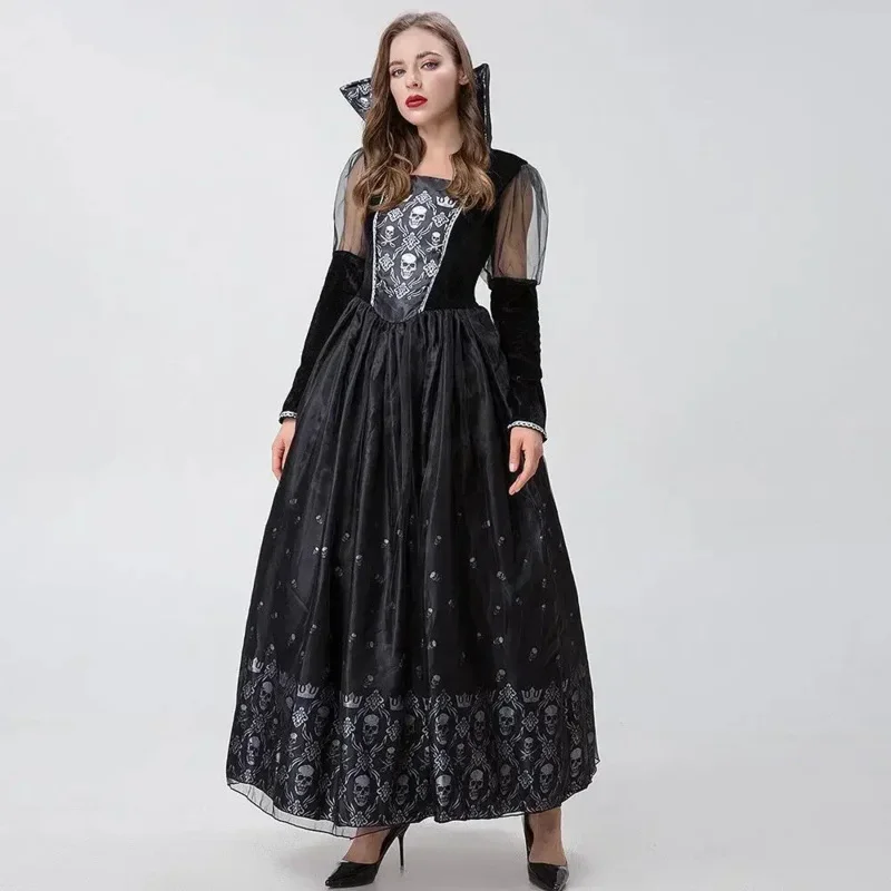 Halloween Cosplay Vampire Medieval Court Queen Party Skeleton Ghost Costume