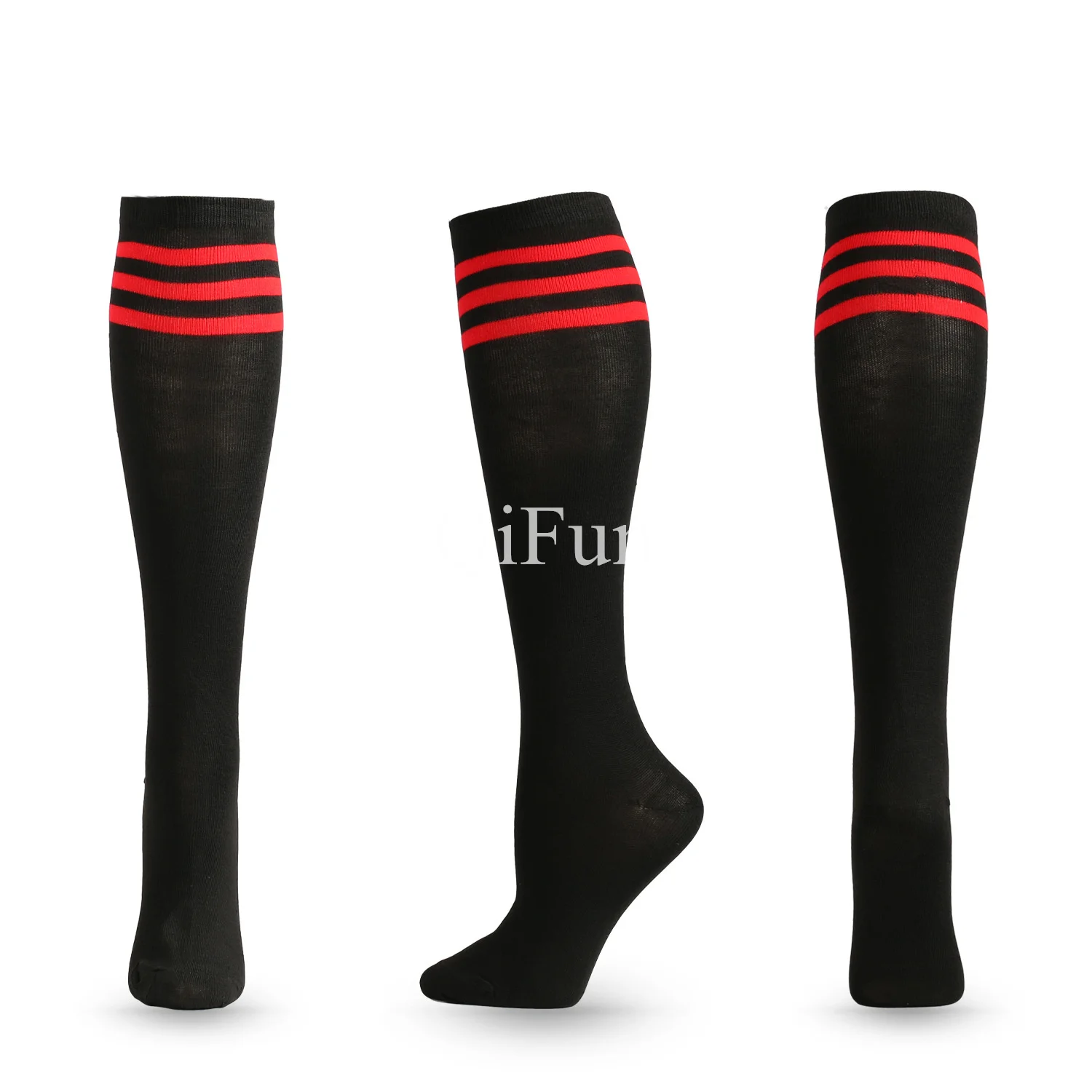 Unisex Kompressionssocken Fußballsocken Rutschfeste lange Röhre Kniestrümpfe Socken Gestreifte Fußballsocken Laufsportsocken – Detail 15