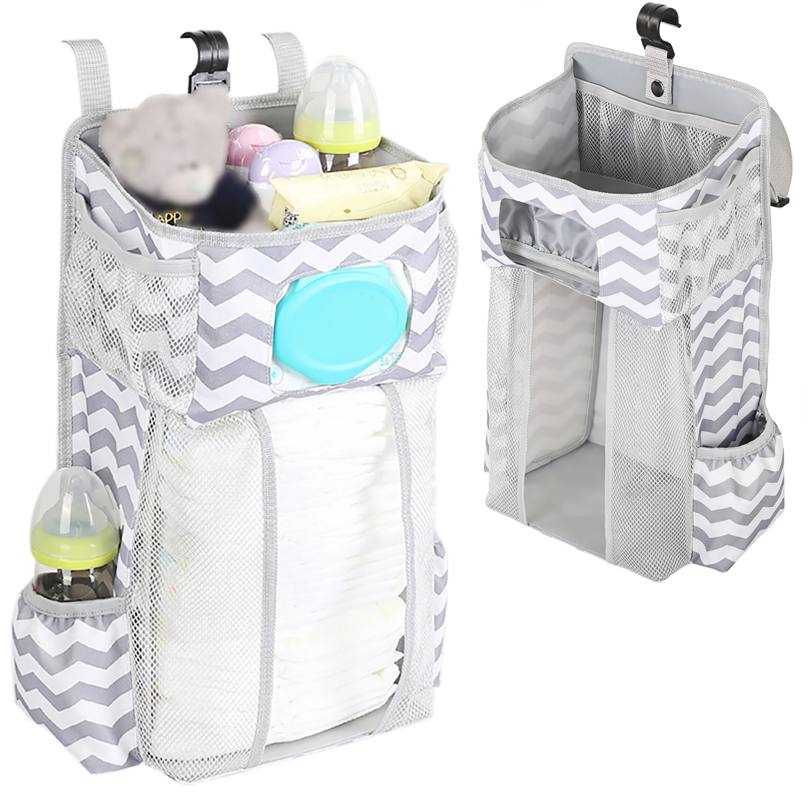 Crib Organizer Baby Crib Hanging Storage Bag Baby Clothing Caddy Organizer for Essentials Bedding Diaper Nappy Bag