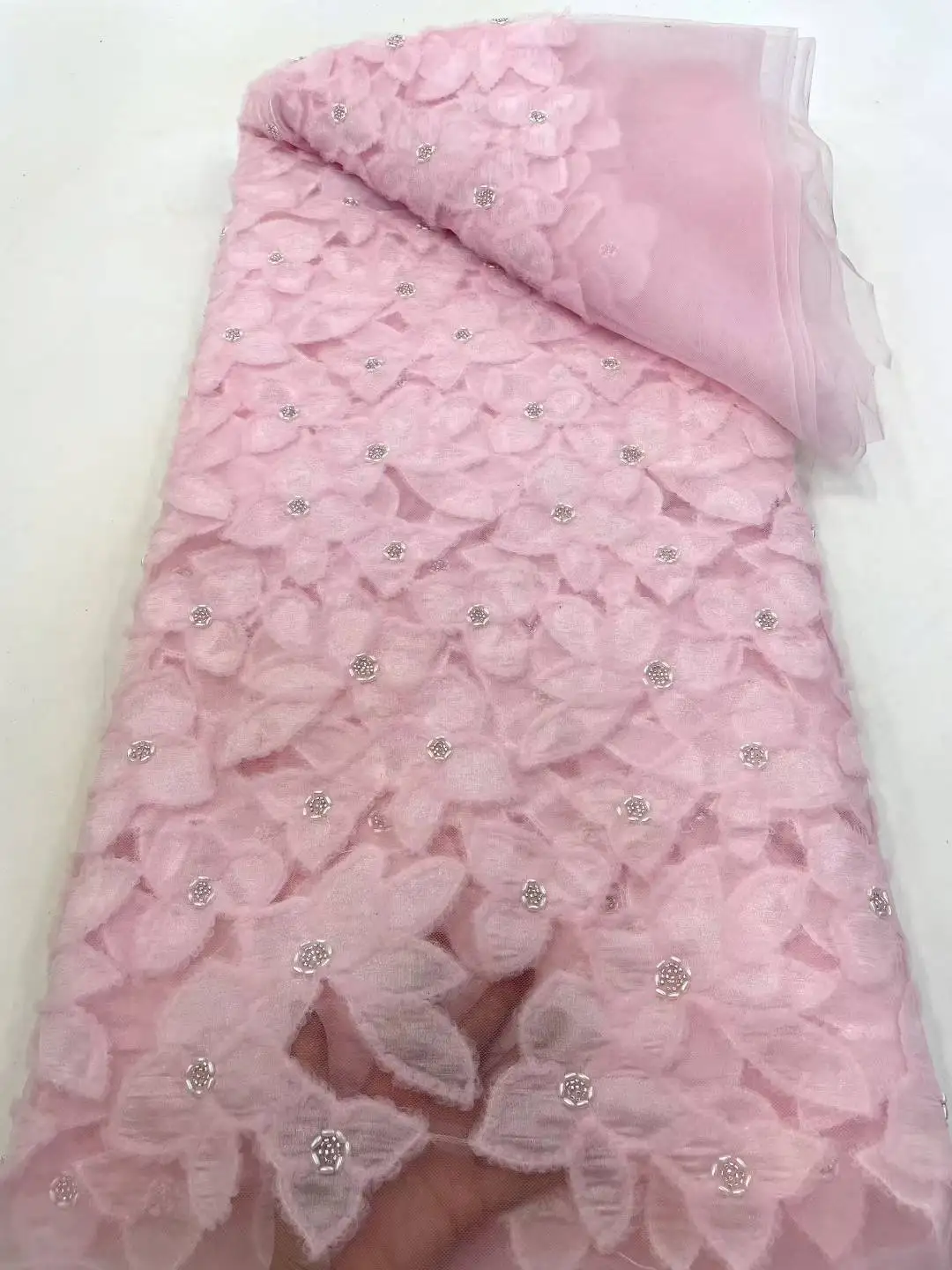 Africa Nigerian Beaded French Mesh Lace With Sequins High Quality 2025 Embroidery Lace Sequins Lace For Wedding Dresses Women