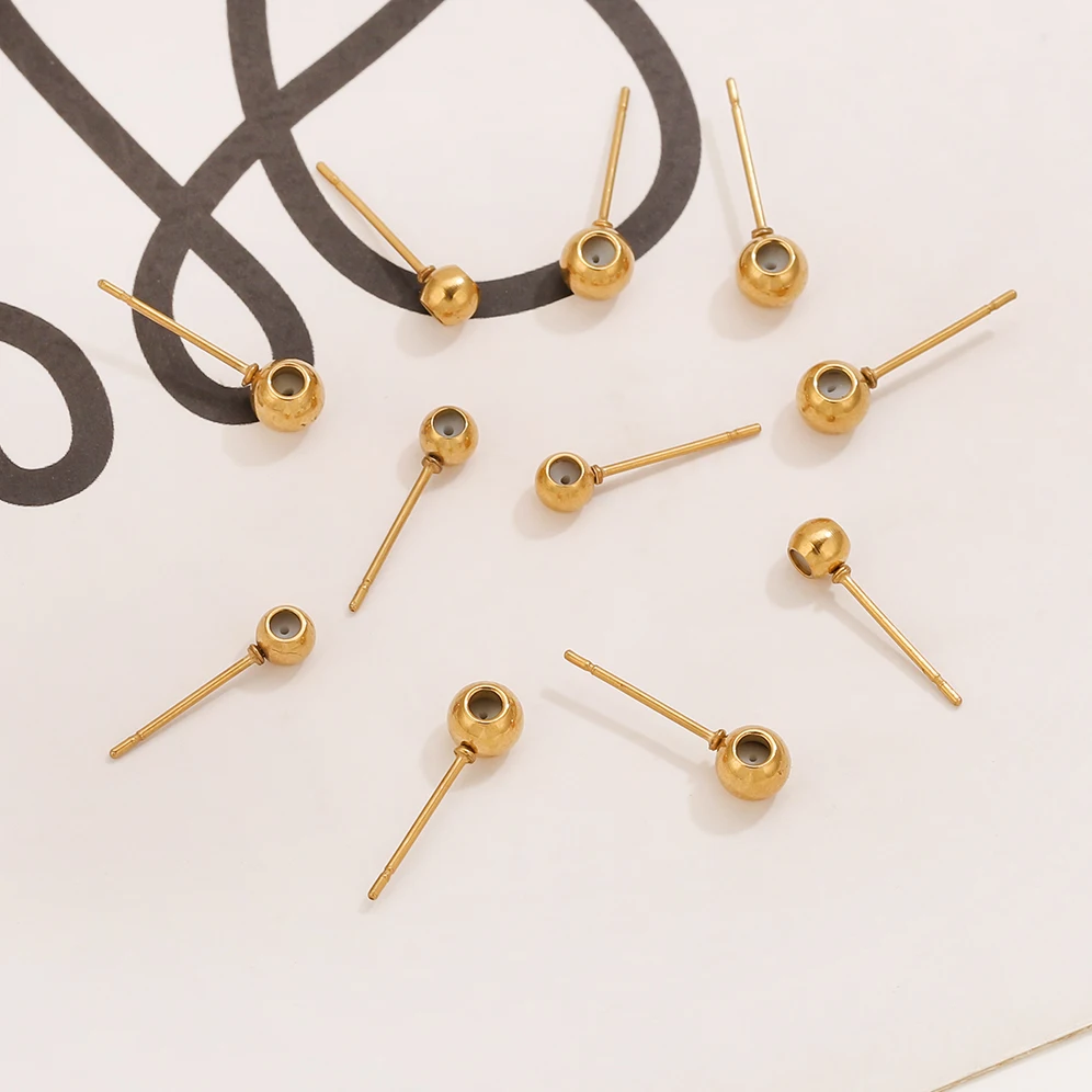 10pcs Stainless Steel Earring Pins Studs DIY Custom Earrings Connectors Jewelry Makings Handmade Earring Material Accessories