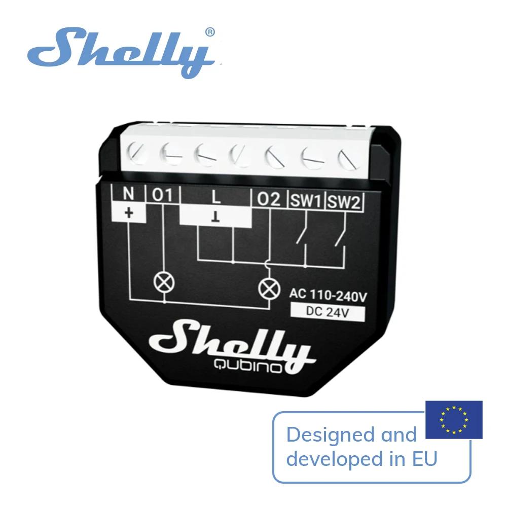 Shelly Qubino Wave 2PM AU/EU Z-Wave smart switch 2 channel 16 A Control measure power consumption wide range home appliances