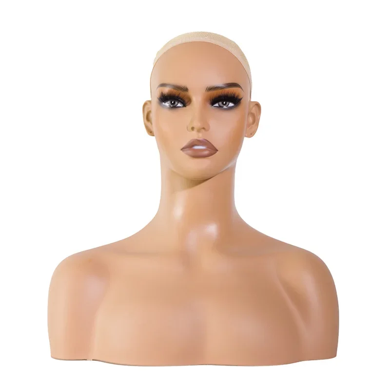 PVC Mannequin Head for Wig Display, Realistic Makeup Mannequin Bust for Hair Styling Salon Photography