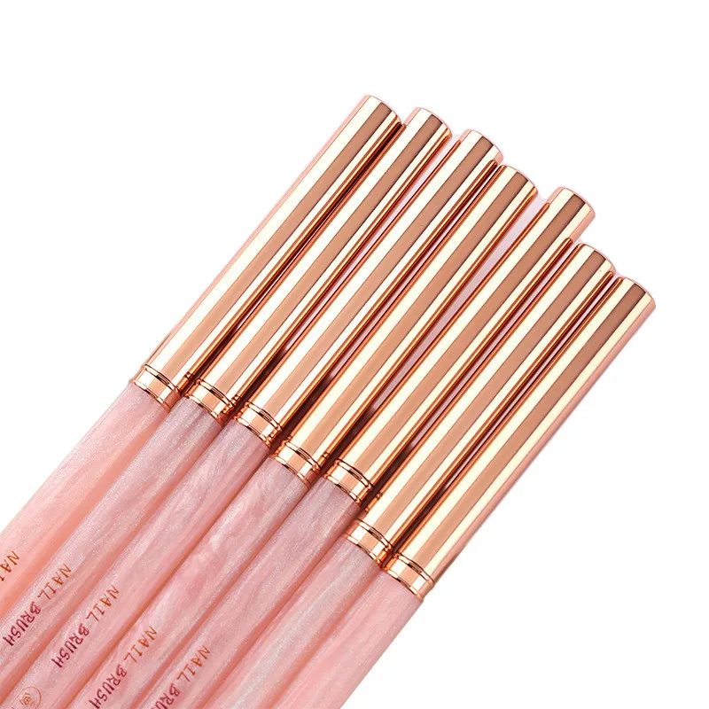 1/3 pièces rose poignée ronde Gel peinture brosse ongles pour Gel pointe Extension acrylique constructeur accessoire Nail Art pinceaux Gel ongles brosse