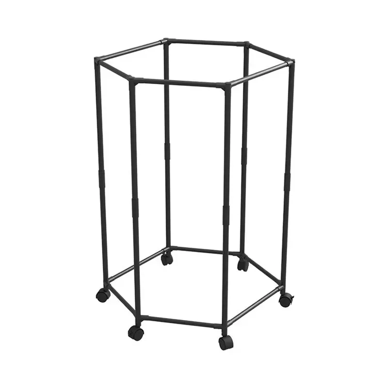 Double Stainless Steel Frame Clothing Rack with Removable Wheels Hooks and Shelves for Bedroom Laundry Room Balcony Storage